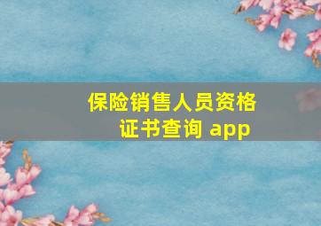 保险销售人员资格证书查询 app